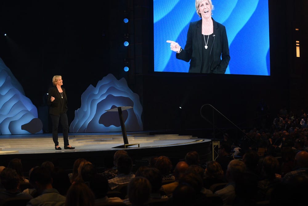 Danielle Strickland speaking at the Global Leadership Summit.