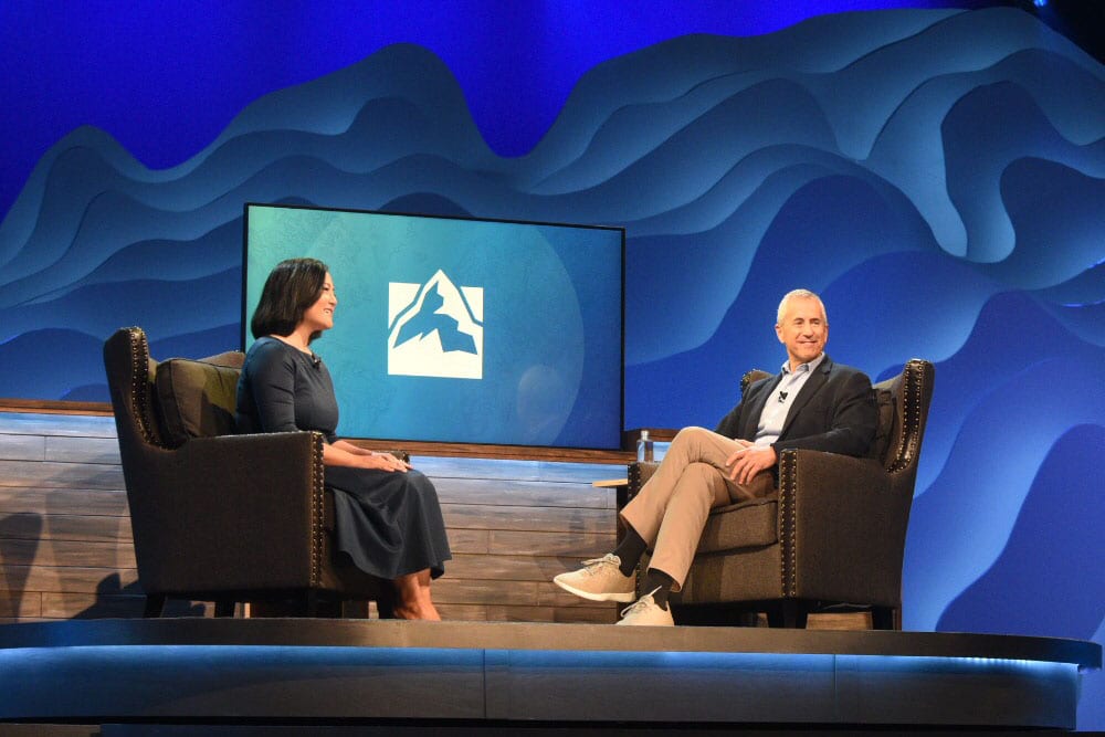 Danny Meyer is being interviewed by Elaine Lin Hering at the 2018 Global Leadership Interview