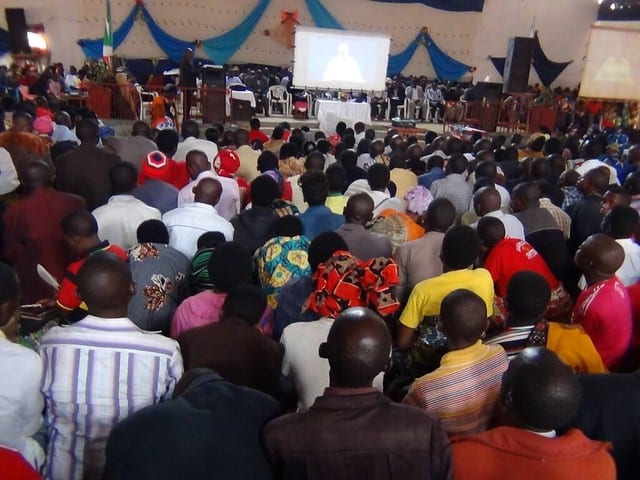 Attendees overflowing venue at GLS in Burundi