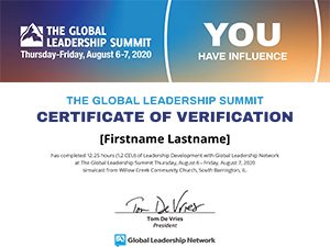 GLS20 Certificate of Attendance