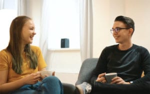 Youth in Hungary chatting and smiling