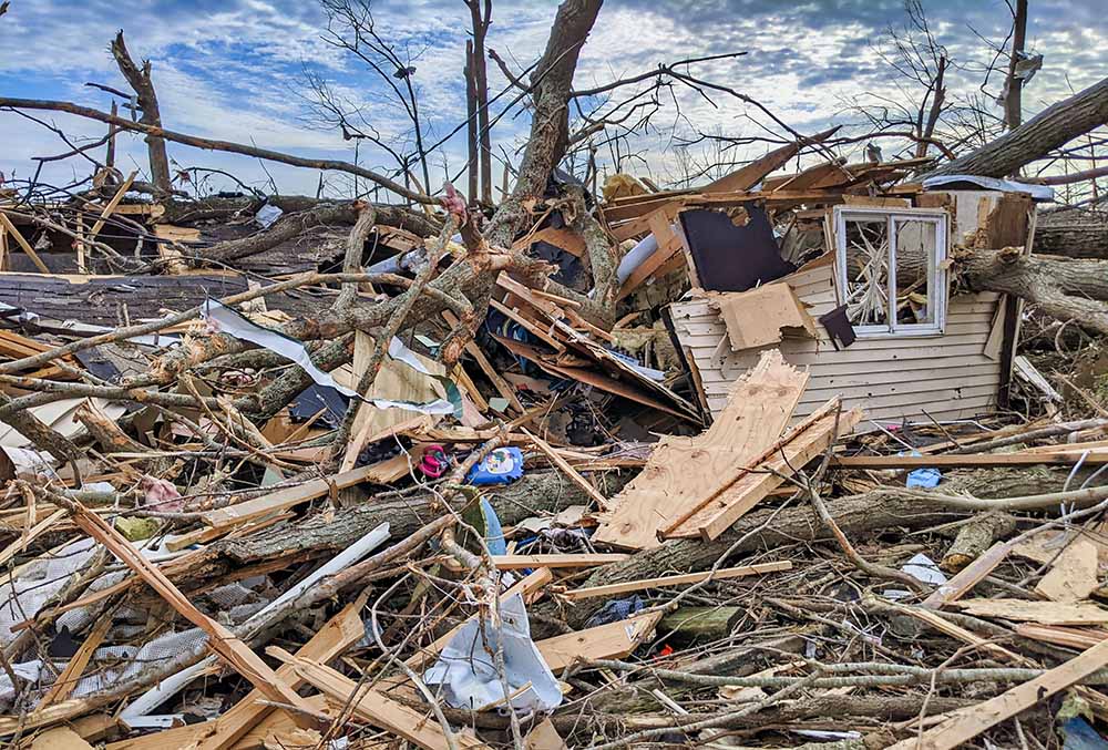 Home destroyed by a tornado in Kentucky